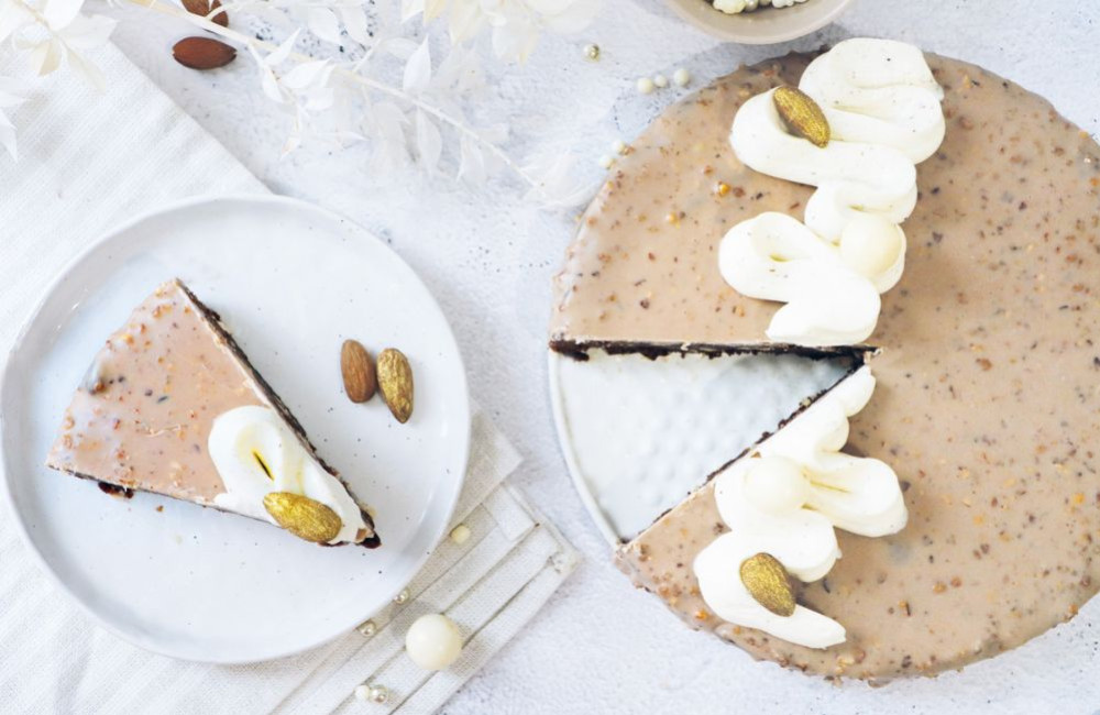 Recette de brownie amandes avec glaçage rocher chocolat blond