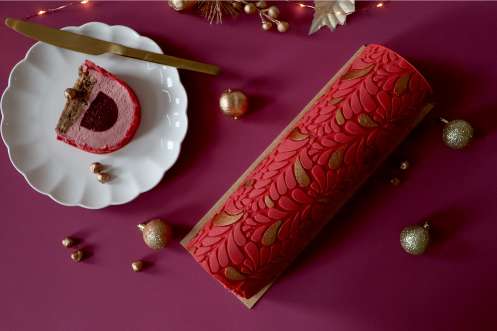 Recette bûche framboise noisettes