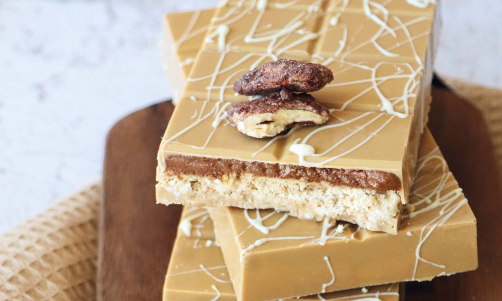 Recette de tablette de chocolat blond pécan
