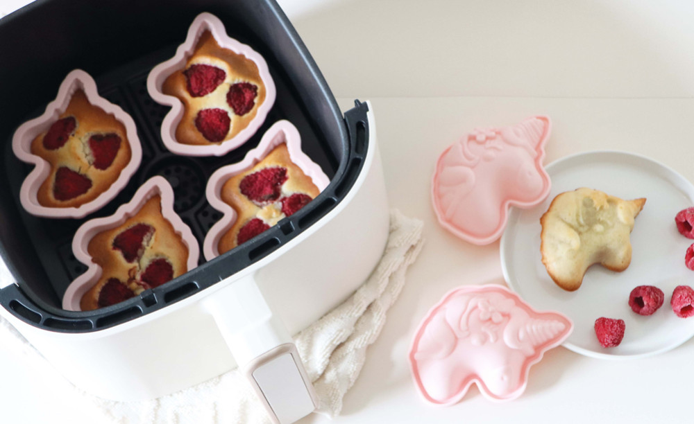 Recette licorne : financiers framboise au air fryer