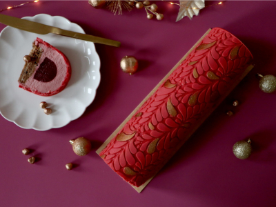 Recette bûche framboise noisettes